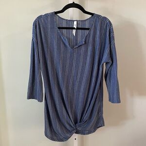 NY Collection Blue Knotted Blouse